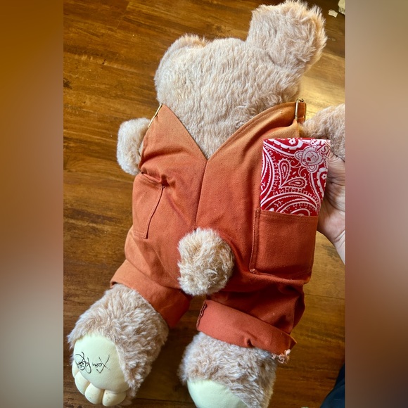 Vintage 80s Furskin Dudley Bear 22 inch Plush Xavier Roberts Overalls Toy - Picture 2 of 5